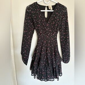 Japna Black Dress with Pink Floral Pattern